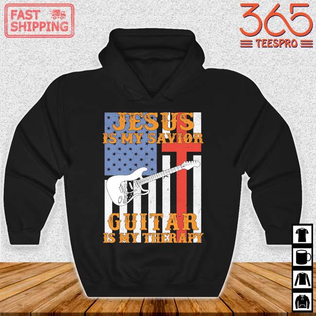 Jesus is my savior guitar is my therapy American flag s Hoodie den