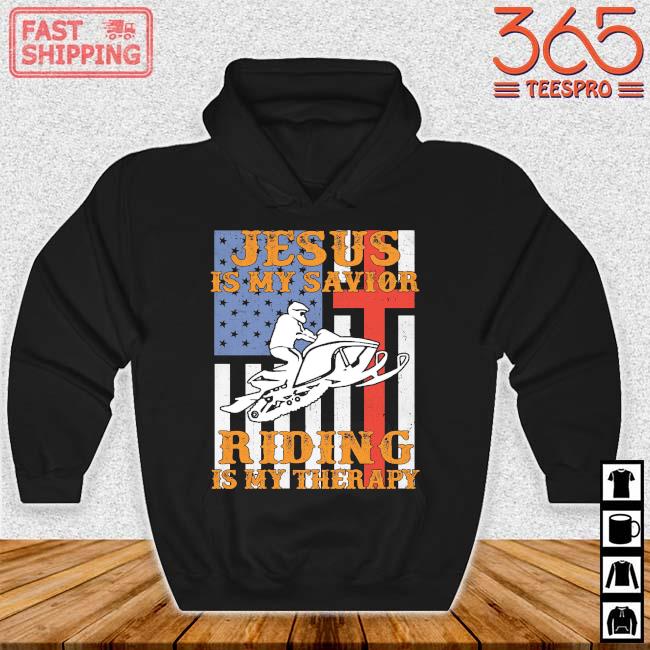 Jesus is my savior riding is my therapy American flag s Hoodie den